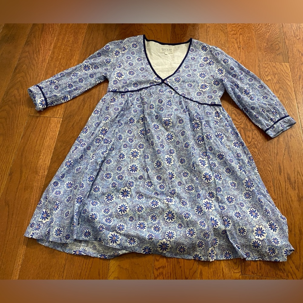 Beau & Ro Floral Blue and White Mini Dress